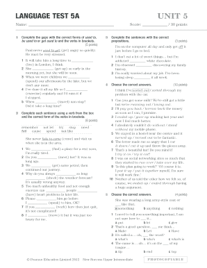 Language Test 5a  Form