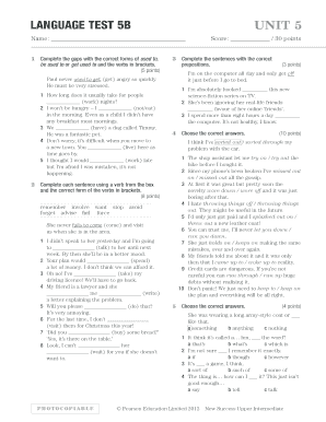 Language Test 5b  Form