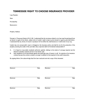 Tn Right to Choose Insurance Provider  Form