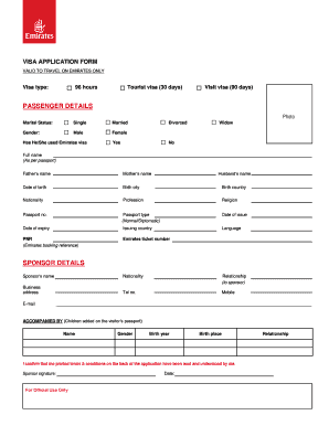 Emirates Application Form