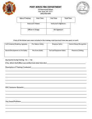Printable Log Sheet for Fire Departments  Form