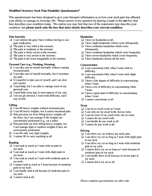 Modified Oswestry Disability Index Spanish PDF  Form