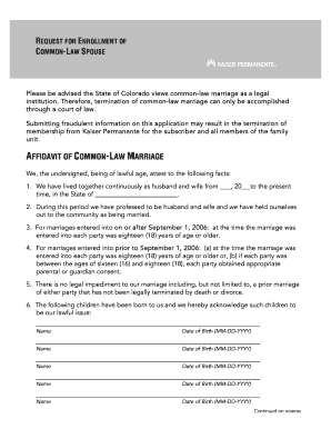 Common Law Marriage Certificate  Form
