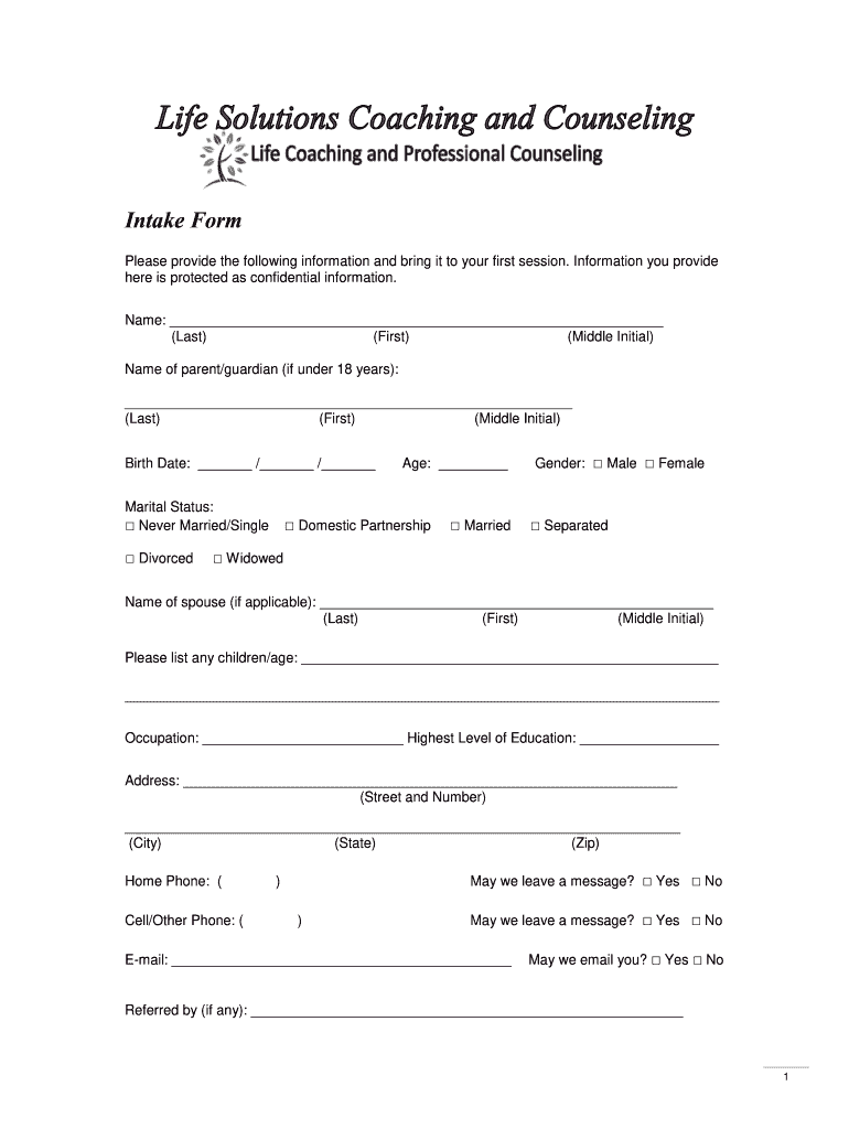 Coaching Intake Form