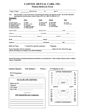 Printable Dental Referral Form California