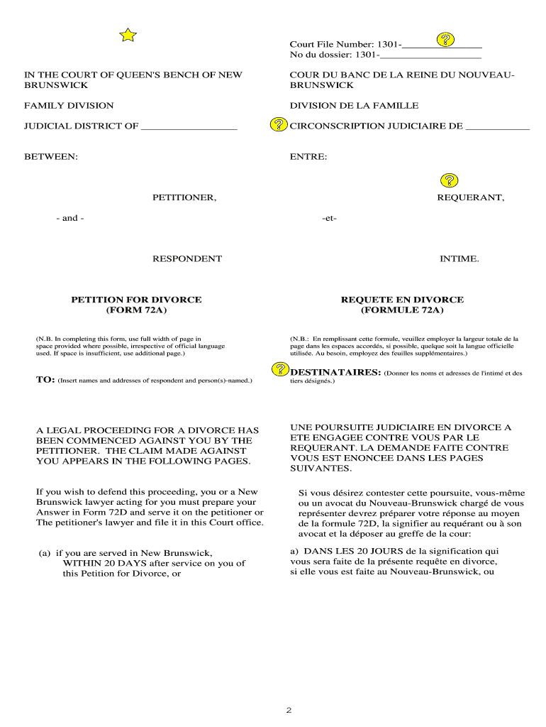 Form 72a New Brunswick