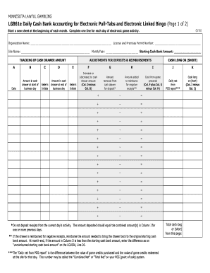 LG861e Daily Cash Bank Accounting for Electronic Pull Tabs and Mn  Form