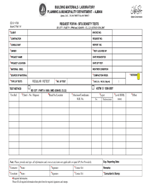 In Situ Density Test Form Ajman