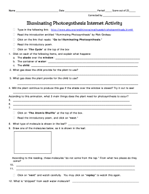 Photosynthesis Limiting Factors Worksheet  Form