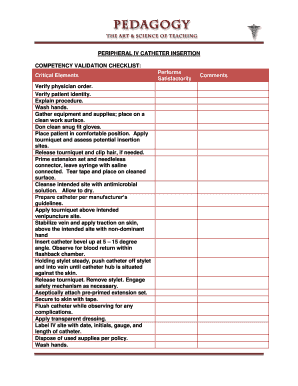 Iv Cannulation Checklist  Form