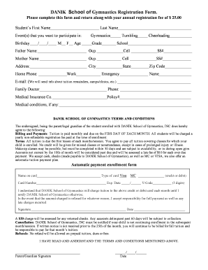 Gymnastics Registration Form Template