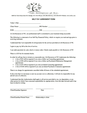 Self Pay Agreement Form