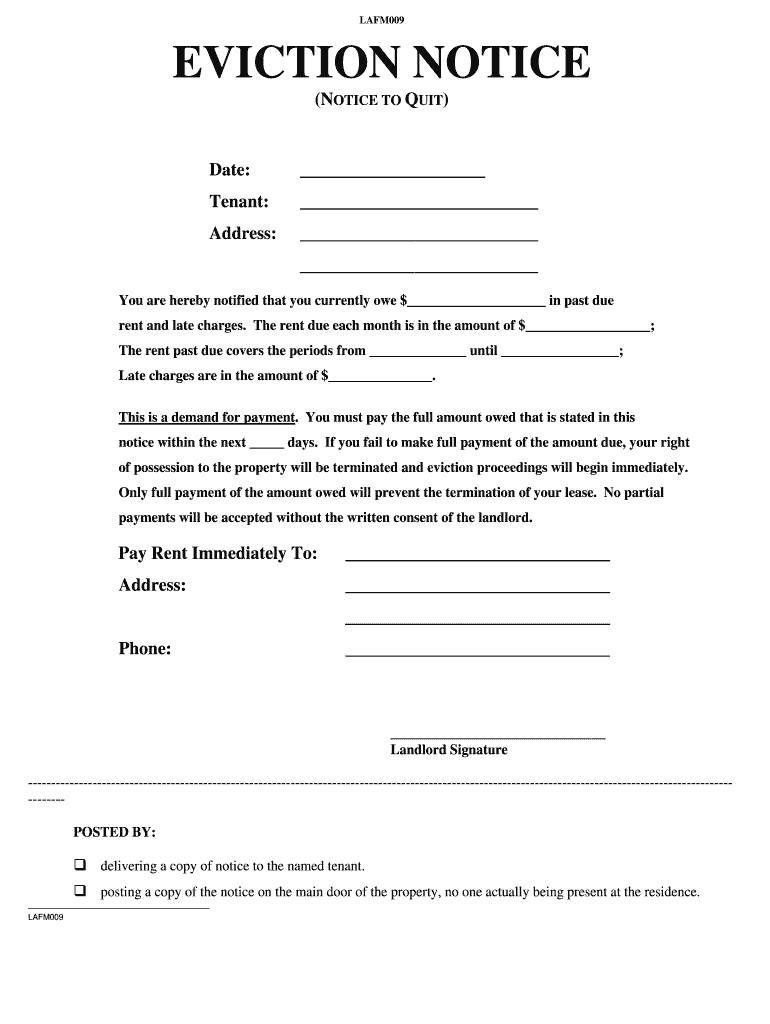 Blank Eviction Notice  Form