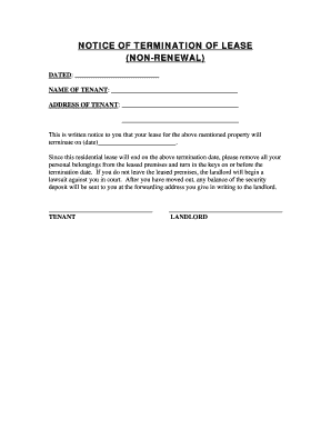 Notice of Termination of Lease by Landlord  Form