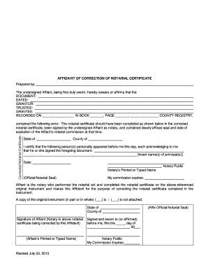 AFFIDAVIT of CORRECTION NOTARIAL CERTIFICATE AFFIDAVIT of CORRECTION NOTARIAL CERTIFICATE  Form