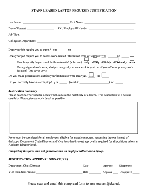 STAFF LEASED LAPTOP REQUEST JUSTIFICATION Forms