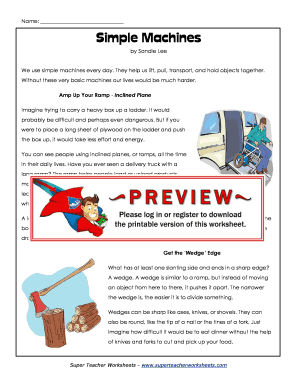 Simple Machines Worksheet Answer Key PDF  Form