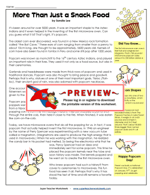 More Than Just a Snack Food Answer Key  Form