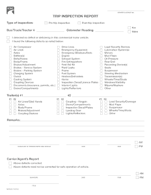 Trip Inspection Report MV2930  Form