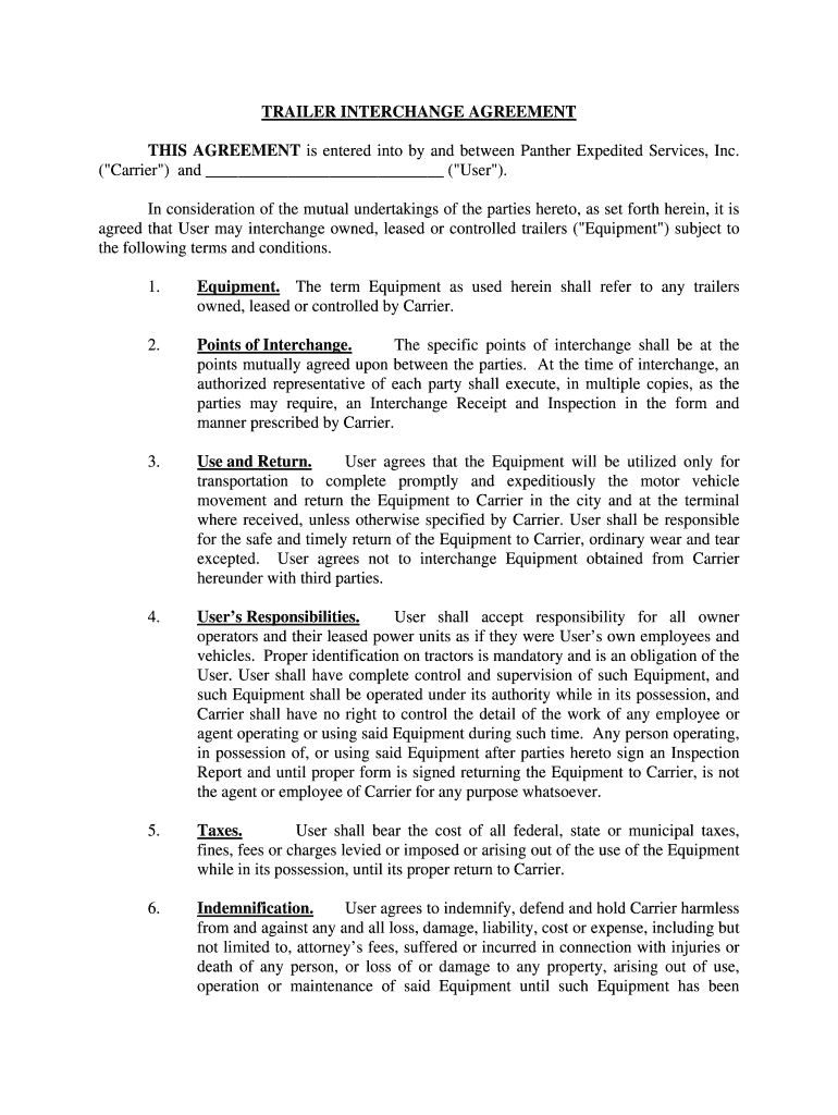  Trailer Interchange Agreement 2004-2024