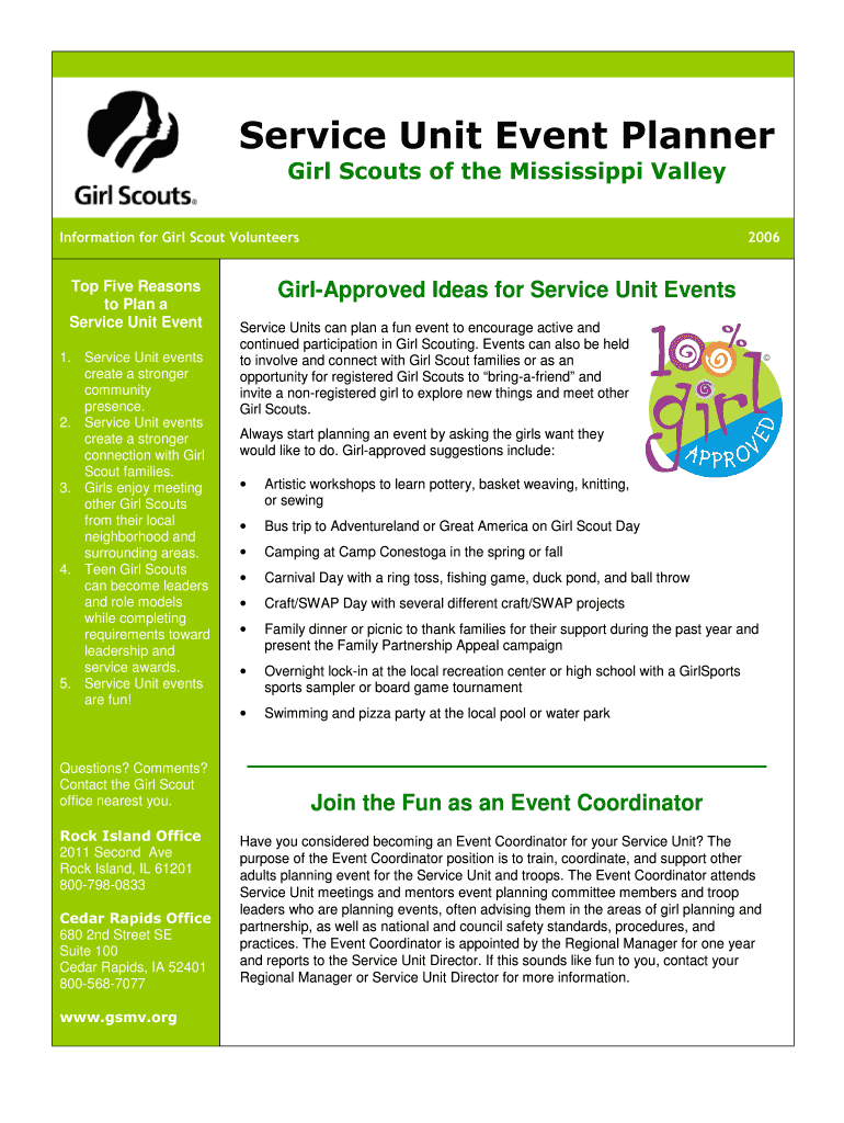  Girl Scout Service Unit Event Ideas 2006-2024