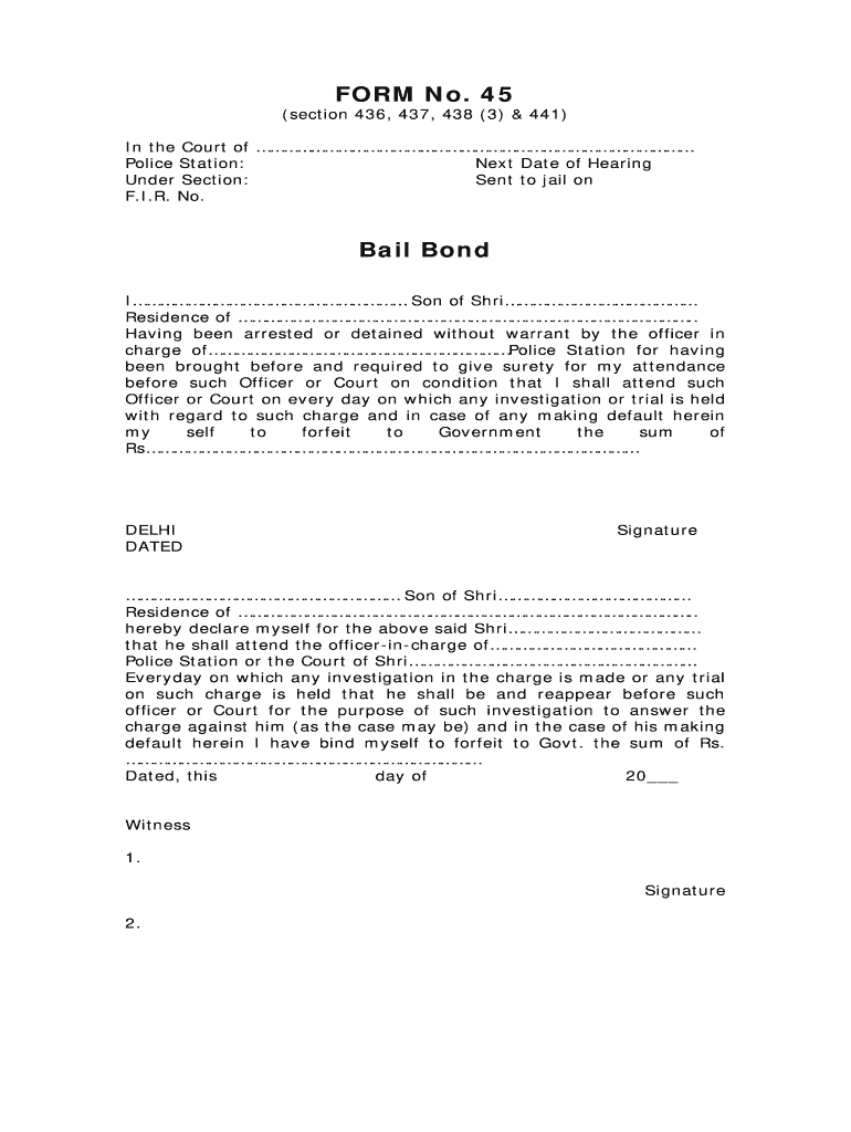 Bail Bond Format PDF in Hindi