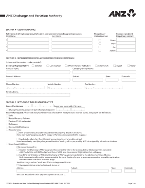 Anz Discharge and Variation Authority  Form