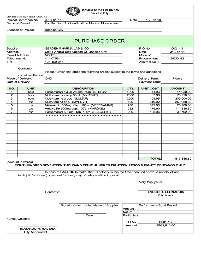 Bacolod City Health  Form