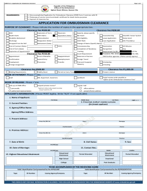 Ombudsman Clearance Online for Retirement  Form