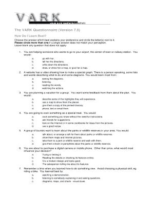 Vark Questionnaire PDF  Form