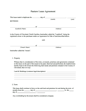 Pasture Lease Agreement Ces Ncsu  Form