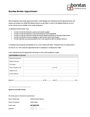 Bonitas Broker Appointment Form