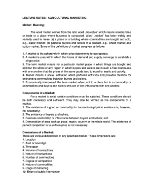 Agricultural Marketing Lecture Notes PDF Form