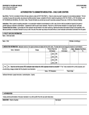  Dcf Medication Form 2009-2024