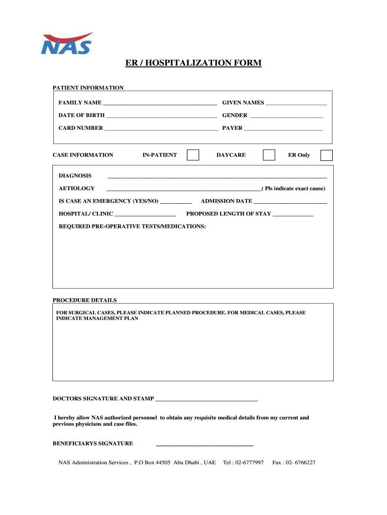 Nas Reimbursement Form