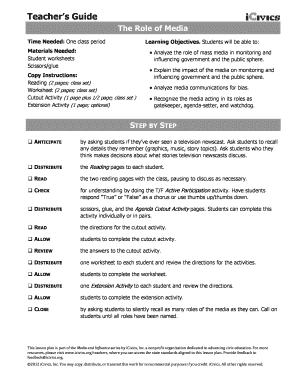 The Role of Media Answer Key  Form