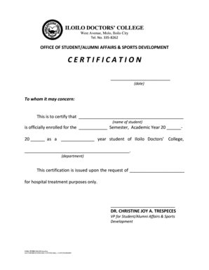 Iloilo Doctors College  Form