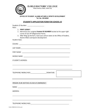 School ID Application Form