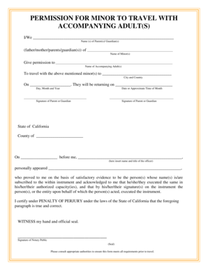 Permission for a Minor to Travel Notaryclassescom Californianotary  Form