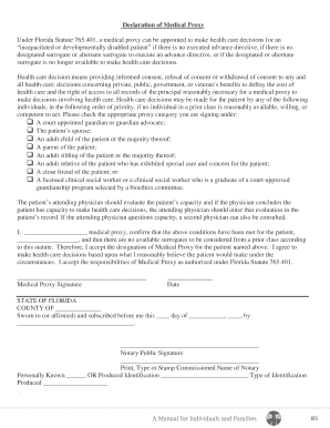 Declaration of Medical Proxy Fl  Form