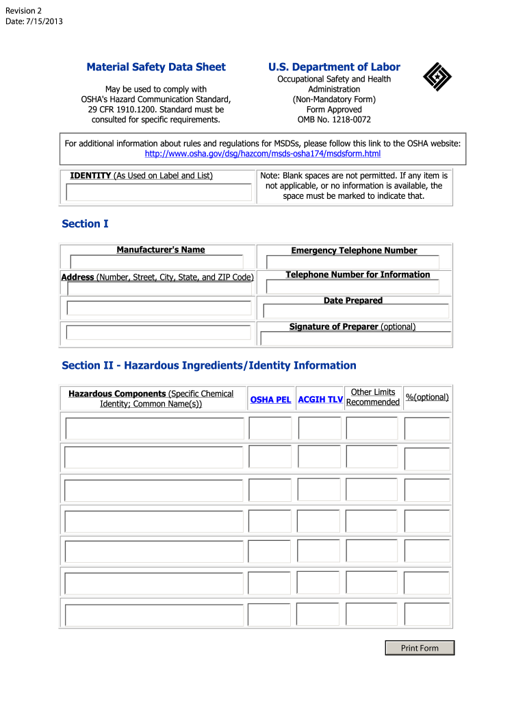  Osha Form 174 2013-2024