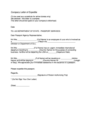 Letter of Expedite  Form