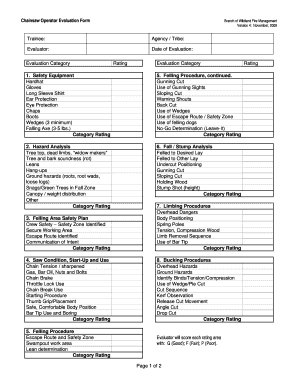 Chainsaw Operator Evaluation Form Page 1 of 2 Trainee Agency