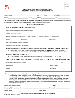 Prescription Medication Form Seminole County Schools Scps K12 Fl
