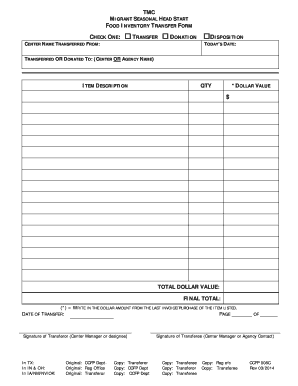 Inventory Transfer Form