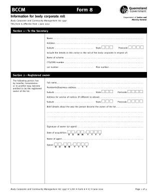 Bccm Form 8