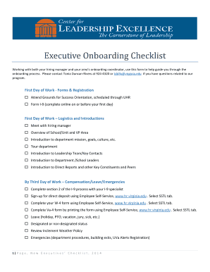 Executive Onboarding Template PDF  Form