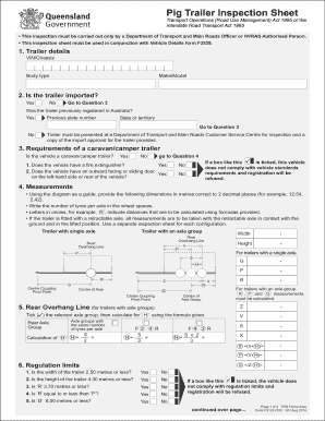  Pig Trailer Inspection Sheet 2014-2024