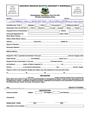 Sbbu Ma Roll Number Slip  Form