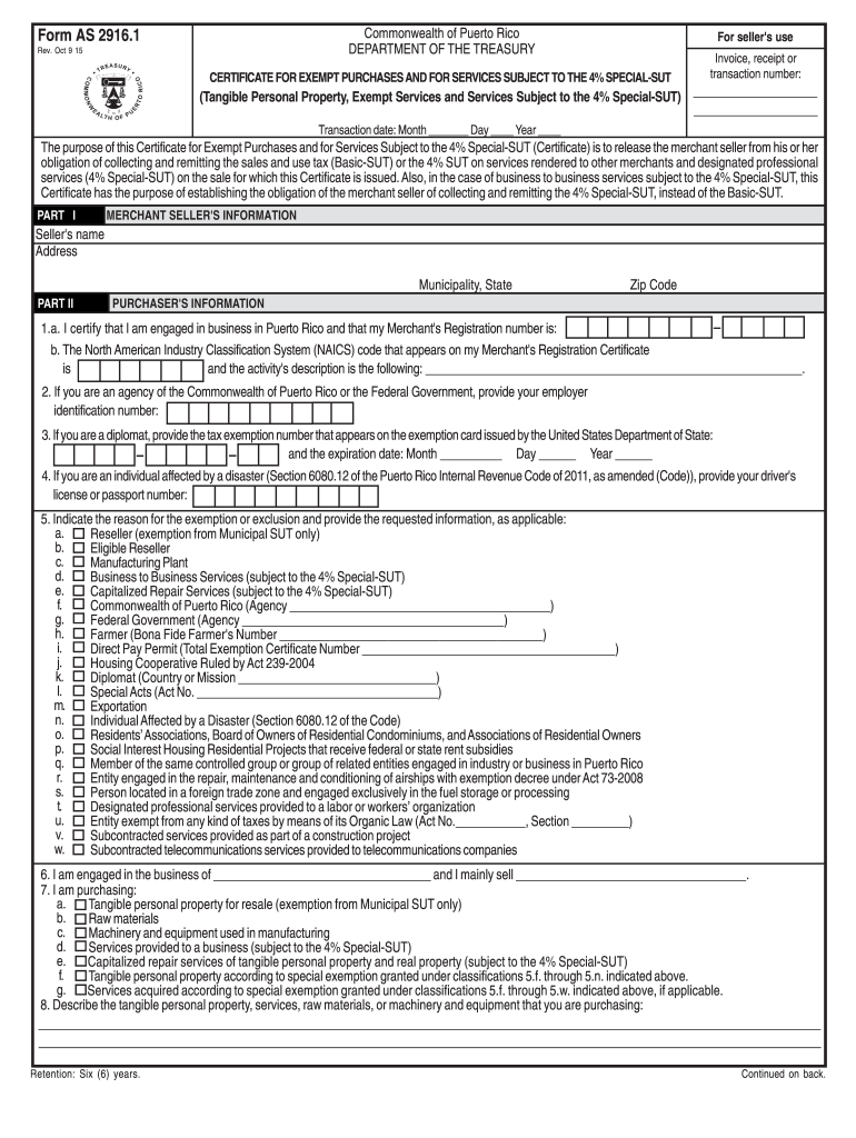  Puerto Rico Exempt Form 2015-2024